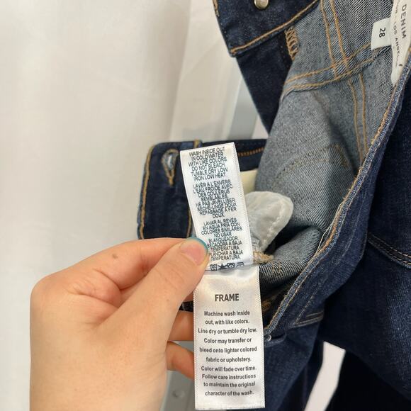 FRAME Size 28 Le Skinny de Jeanne Ankle Jeans Queens Way Dark Wash Zip Fly Blue - Picture 8 of 8